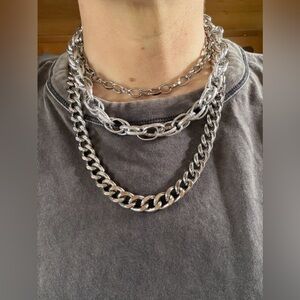 Silver Chain Necklace Set